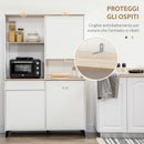 Dispensa Cucina 119x41x180 cm Ripiani Aperti Armadietti e Cassetto in Truciolato e MDF Bianco