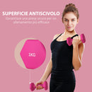 Set 2 Manubri Palestra 1 kg Pesi esagonali per Allenamento Rosa