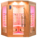 Sauna Finlandese ad Infrarossi 3/4 Posti 150x150 cm H190 in Legno di Abete Apollon 3C