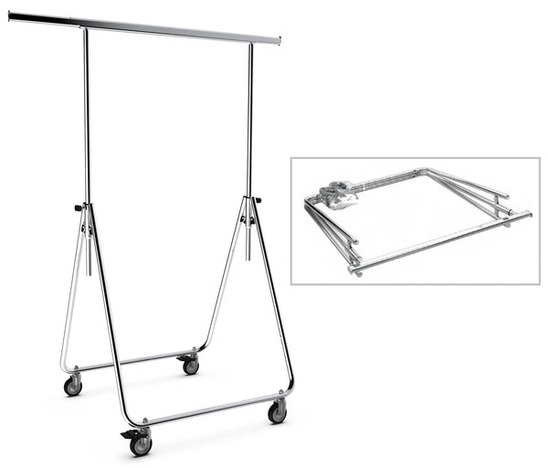 Stender Appendiabiti Pieghevole Estensibile 85/130x70x95/160 in Acciaio Cromato con Ruote sconto