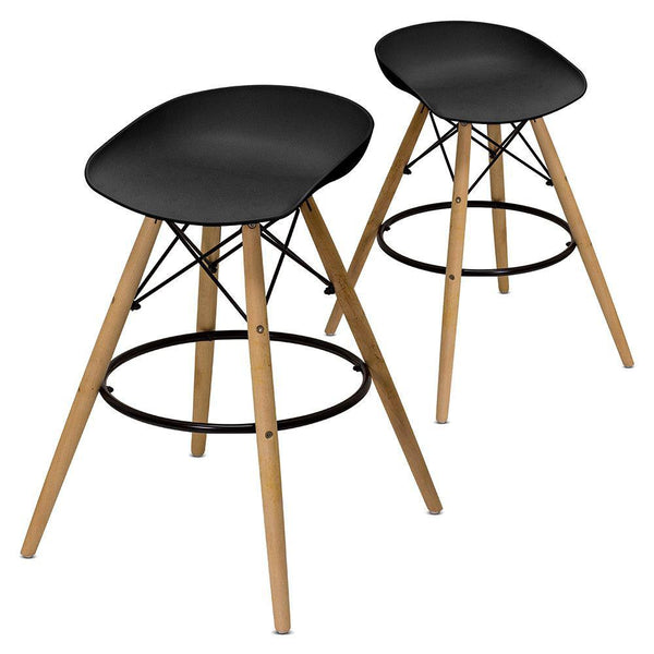 prezzo Set 2 Sgabelli da Cucina 43x42x77 cm Gambe in Legno Alfred Neri