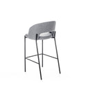 Set 2 Sgabelli 50x52xH89 cm in Tessuto Greta Grigio Chiaro e Nero