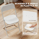Set 6 Sedie Pieghevoli 45x49x79,5 cm con Fori di Drenaggio in Plastica e Metallo Bianco      