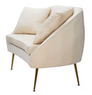 Divano Venice Crema 136x66x78 cm in Legno Spugna e Poliestere e Metallo Oro
