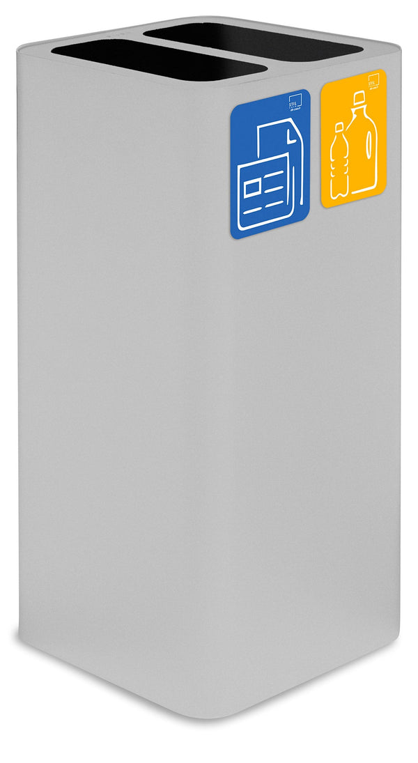 sconto Pattumiera Per Raccolta Rifiuti 38x38xh80 cm In Acciaio Verniciato Cover a 2 Scomparti Bianco