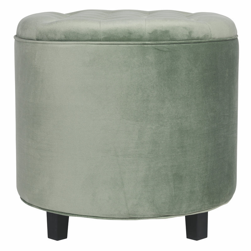 Pouf Poggiapiedi Contenitore Ø55x55 cm in Velluto Soriani Verde Tiffany