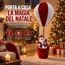Mongolfiera di Babbo Natale 40x97 cm Decorazione Natalizia Bianco e Rosso      