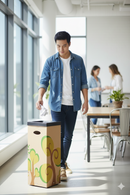 Pattumiera Per Raccolta Rifiuti 28x28xh70 cm in Cartone Con Stampa Grafica G2 Beige