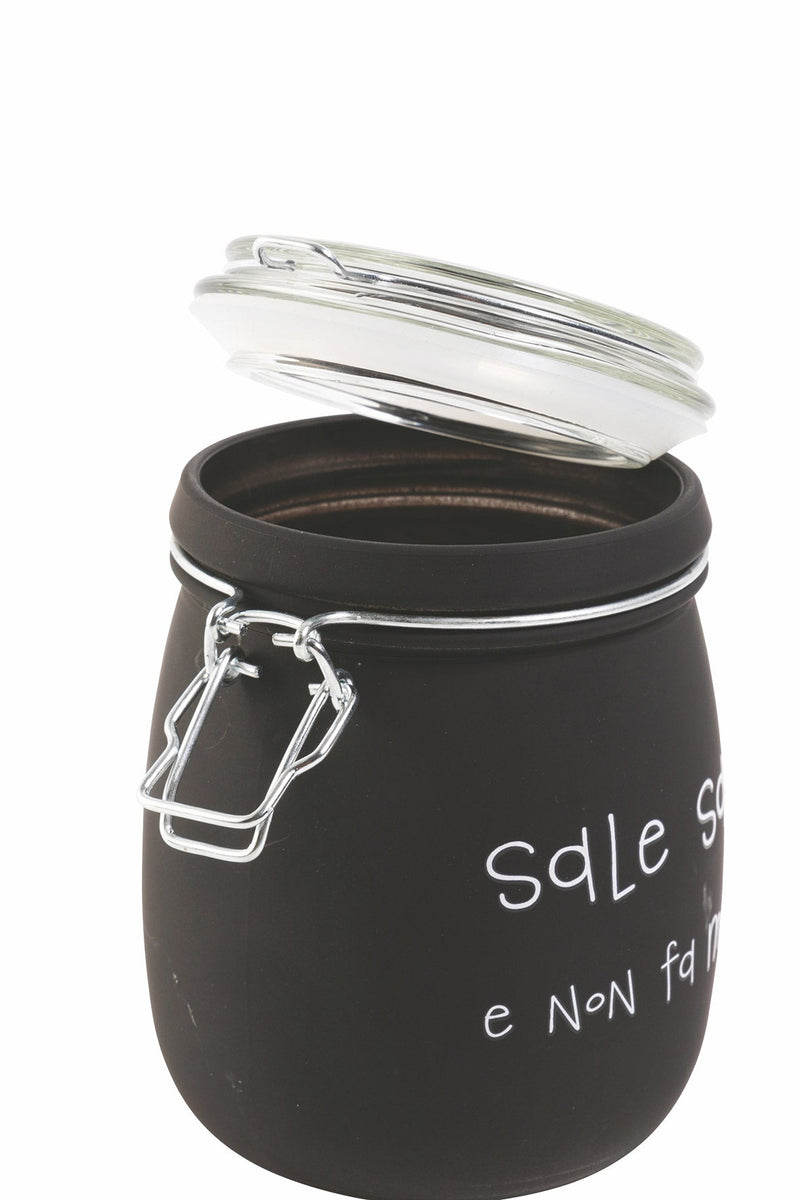 Barattolo Sale con Scritta Ø10,8x17,3 cm in Vetro con Chiusura in Metallo VdE Tivoli 1996