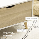 Tavolino da Caffè  106x58x39,5 cm 1 Cassetto e Ripiano in Truciolato Bianco e Legno