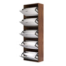 Scarpiera Salvaspazio in Legno con 5 Scomparti per 30 Paia 60x28x189 cm 