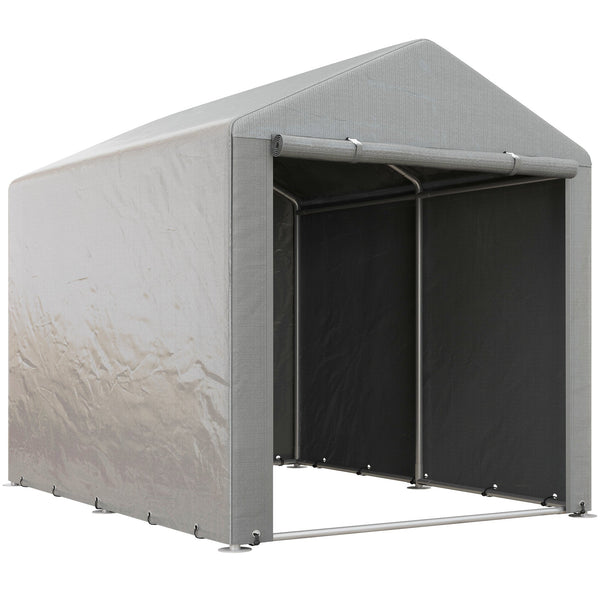 Capanno Box per Attrezzi da Giardino 160x218x172 cm Tenda in PE anti UV e Acciaio Grigio chiaro sconto