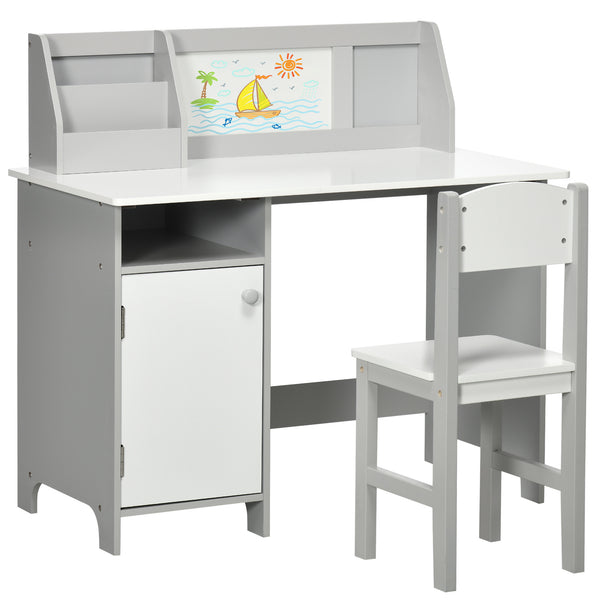 Set Tavolo e Sedie per Bambini 5+ Anni 90x45x 85 cm in Legno Bianco e Grigio prezzo