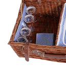 Cestino da Picnic per 4 Persone Posate Piatti Bicchieri e Accessori Vimini marrone 54x34x20 cm 