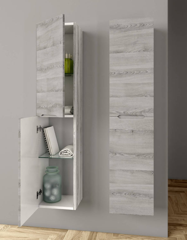 Mobile da Bagno a Colonna 2 Ante in Mdf 35x30x160cm TFT Swing Rovere Grigio prezzo