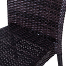 Set Tavolo e 6 Sedie da giardino in Legno e Rattan Sintetico con Cuscini Marrone 