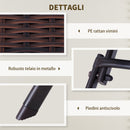 Set Tavolino e 2 Sedie Pieghevoli da Giardino in Rattan Sintetico Marrone 