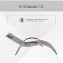Lettino Prendisole da Giardino 160x60x65 cm in Alluminio Grigio