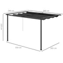 Pergola da Giardino 390x290x220 cm in Acciaio e Poliestere Grigio scuro
