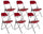 Set 6 Sedie Pieghevole 45x45x45/80 cm in Acciaio e PVC Imbottito Rossa