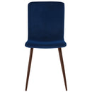 Set 4 Sedie per Sala da Pranzo in Velluto Blu con Gambe Nere Seduta Ergonomica
