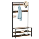 Appendiabiti Panchina per Ingresso con Scarpiera 100x40x184 cm in Metallo Nero e Marrone