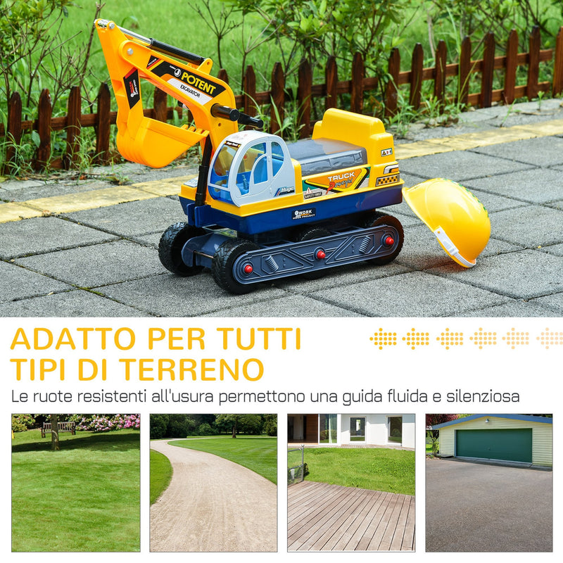 FANTASK Escavatore Giocattolo Per Bambini Con Sedile Girevole 360° E Pala - Giallo