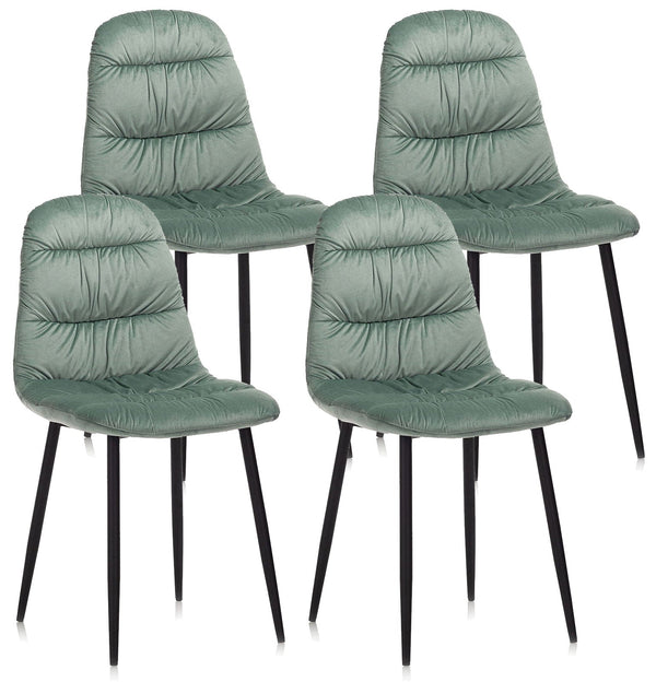 prezzo Set 4 Sedie 44x40x90 cm in Velluto Acquamarina