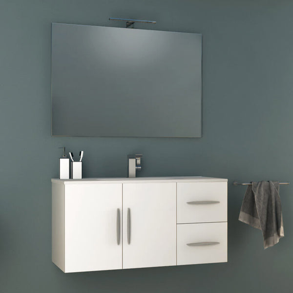 prezzo Mobile Bagno Sospeso 100 cm Lavabo e Specchio Tavassi Venere Bianco Lucido