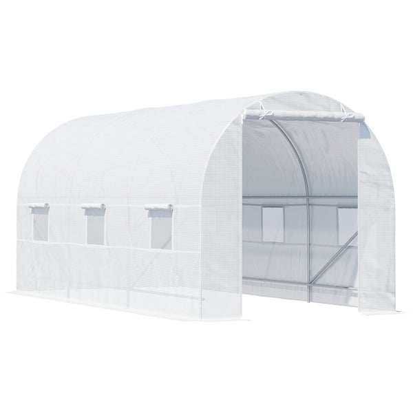 Serra da Giardino a Tunnel per Piante in PE con Tubi in Ferro Bianco 450x200x200 cm prezzo