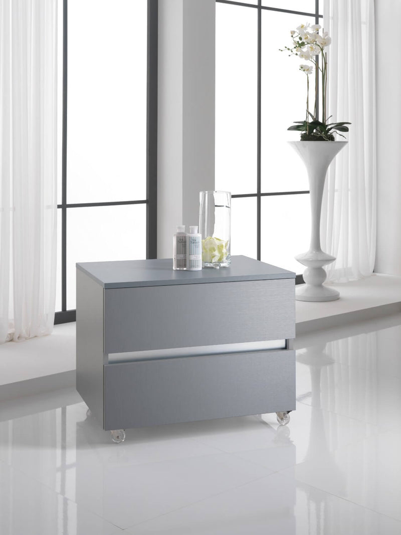 Mobile Cassettiera 2 Cassetti Soft Close in Legno in Melaminico 70x52x57cm TFT Bali Piombo