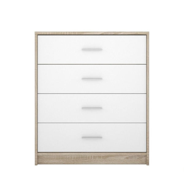 Comò cassettiera Nepo 4 cassetti 80 cm rovere sonoma bianco sconto