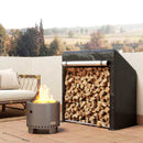 Portalegna da Esterno 100x60x110 cm in Acciaio Rinforzato con Copertura Impermeabile Nero      