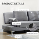 Divano Letto Matrimoniale 190x102x82 cm in Poliestere e Metallo Grigio
