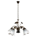 Lampadario 5xE14 Montatura Marrone Oro Vetro Alabastro Bianco E-Energy Vera