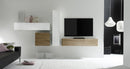 Parete Attrezzata Mobili Salotto 4 Mobili Sospesi 169x327x31cm TFT  Cube Bianco Lucido e Miele