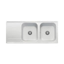 Lavello 116x50 cm 2 vasche gocciolatoio bianco Samet