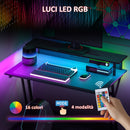 Scrivania Gaming con Luci LED e Supporto per Monitor 100x60x88.5 cm Nero   