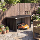 Garage Aperto 108x86x62.5 cm per Attrezzi e Tagliaerba con Tetto Inclinato in Acciaio Grigio Scuro      