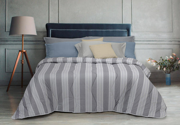 Trapunta Invernale Stampata in Puro Cotone 300gr Cober Striped Grigio Varie Misure online
