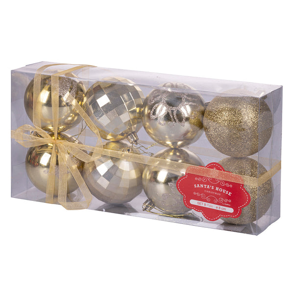 prezzo Set 8 Palle di Natale Ø8 cm in Plastica Oro