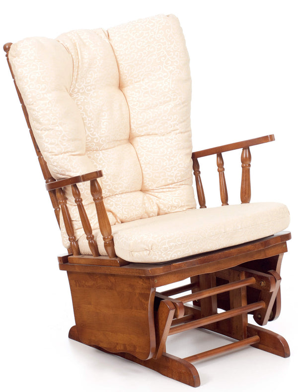 sconto Poltrona a Dondolo in Legno Massello con Cuscino Dallas Beige