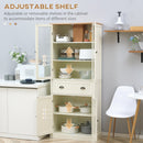 Mobile Dispensa a 5 Livelli con Cassetto Centrale 76x40x182,5 cm  in MDF e Truciolato Bianco Crema