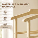 Appendiabiti da Terra 41x50x105 cm con Ruote Grucce Barre Vassoio e Ripiano in Bambù Rovere      