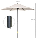 Ombrellone da Giardino Rotondo Ø196x204 cm in Alluminio e Poliestere Crema    