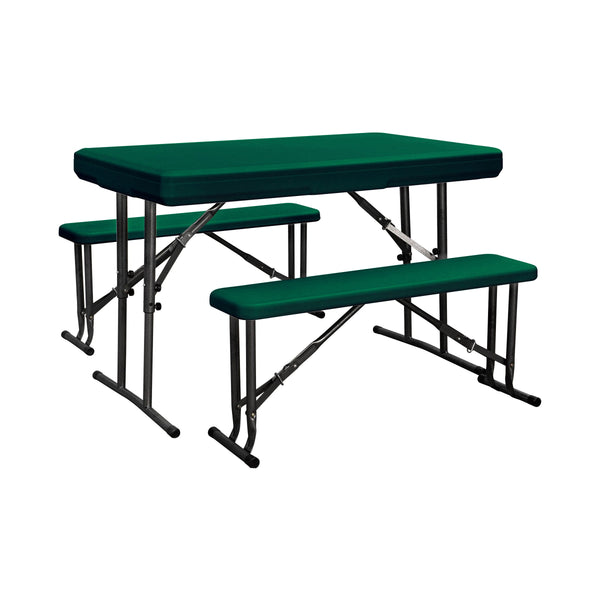 acquista Set Birreria da Giardino Pieghevole in Polietilene Tavolo e 2 Panche Taddei Plastik 105 Verde
