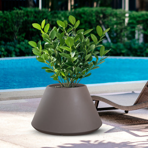 Vaso da Esterno Interno Design Conico Ø60x35 cm Stromboli in Resina Tortora acquista