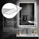 Specchio Bagno da Parete 70x100 cm con Interruttore Touch e Luce LED in Vetro Temperato Argento  