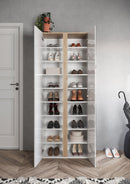 Armadio Guardaroba con Anta a Specchio e Ripiani 70x35x185 cm Frame Bianco Lucido e Cadiz