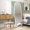 Specchio a Figura Intera da Terra 40x41x159 cm con Supporto Pieghevole in Vetro e Metallo Bianco  